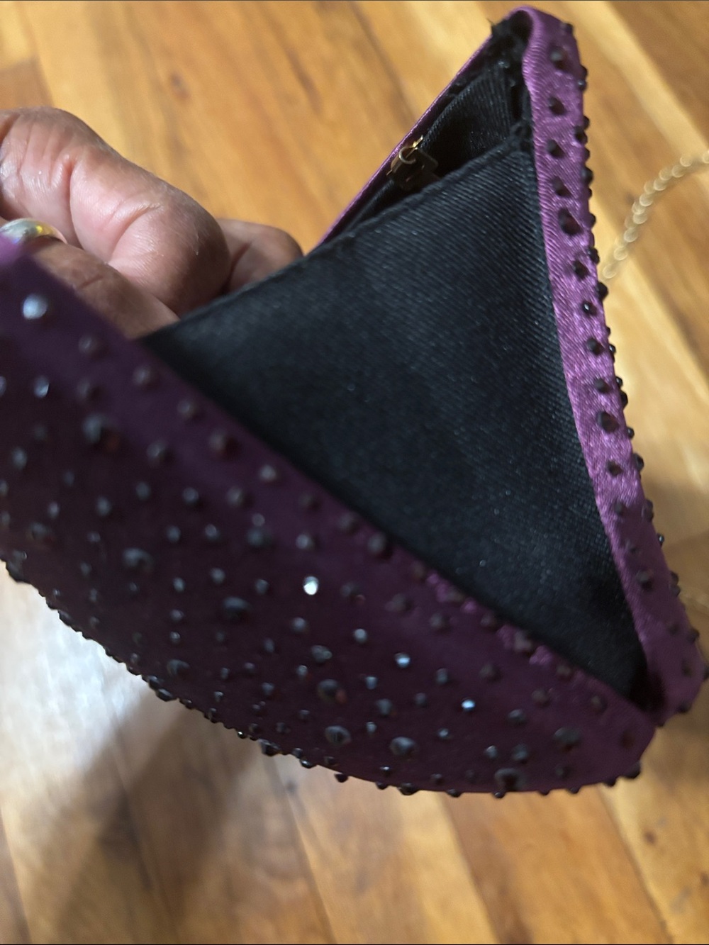 Purple Clutch Crossbody Evening Purse Bag - Picture 7 of 8